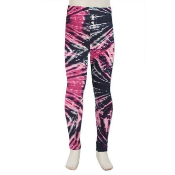 KID'S PInk & Purple Tye Dye Multi Print Full Length Leggings Size S/M NWT - Picture 2 of 2